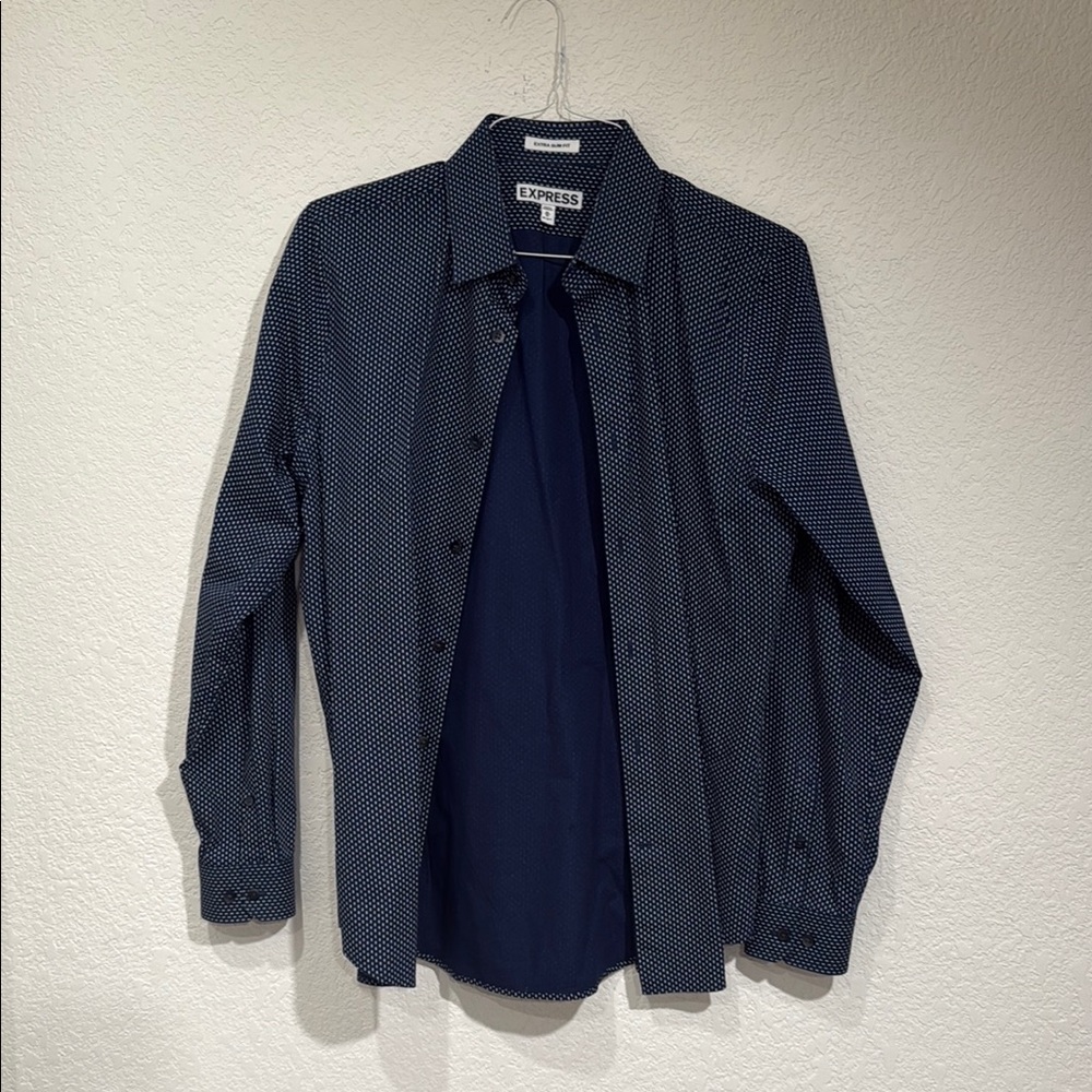 Express Navy Polka Dot Shirt
